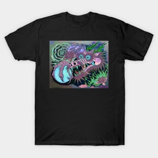 Neon Dragon With 4 Elements Variant 4 T-Shirt